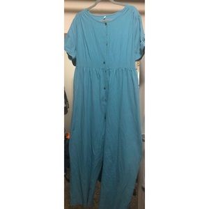 Aqua button down jumpsuit